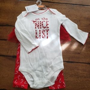 NWT Christmas Onesie and pants with Tulle skirt